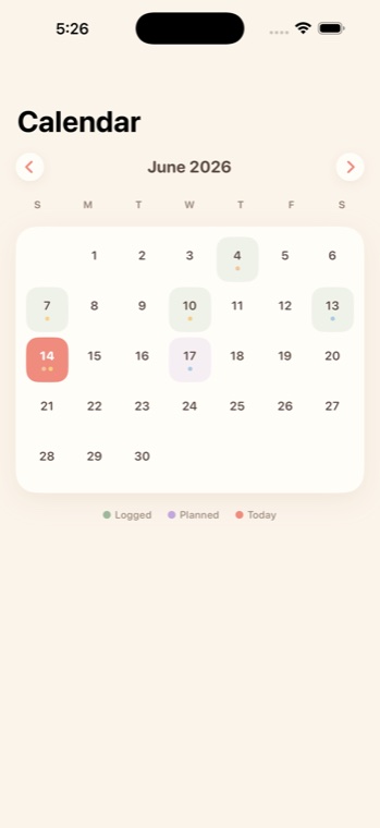 Baby Bites calendar with planned days and introduction markers.